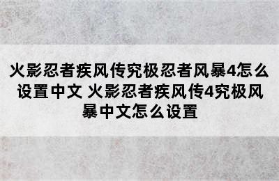 火影忍者疾风传究极忍者风暴4怎么设置中文 火影忍者疾风传4究极风暴中文怎么设置